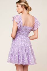 PLAYFULLY POSH LAVENDER MINI DRESS