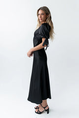 Amanda Lace Trim Maxi Dress in Black