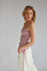 Valentina Strapless Glitter Asymmetrical Cinch Top