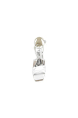 Square Open Toe Hollow Out Satin Stiletto Heels