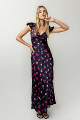 Asa Floral Maxi Dress in Plum