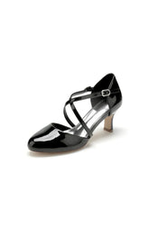 Patent Leather Wedding Chunky Heels with Straps