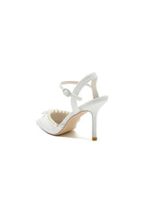 Pointed Toe Pearl Glitter Wedding Shoes With Bow