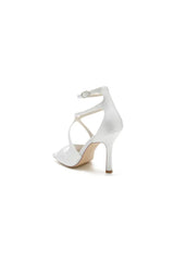 Square Open Toe Hollow Out Satin Stiletto Heels