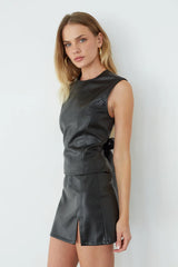 Yara Faux Leather Skort
