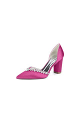 Fuchsia High Heels with Sparkling Crystal Embellishments