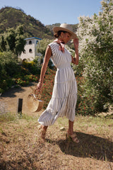 Claire Striped Maxi Dress in Indigo