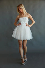 Grace Floral Applique Tulle Babydoll Mini Dress