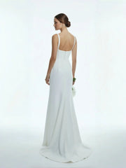Simple Mermaid Square Neck Satin Wedding Dresses