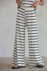 Sailor Striped Ribbed Wide Leg Pants