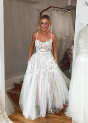 Boho Lace Wedding Dresses A Line Princess