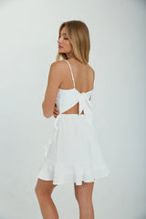Audra Tie Back Ruffle Wrap Mini Dress