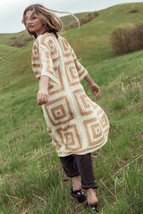 Regio Geometric Kimono in Beige FINAL SALE