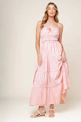 PEONY PINK STRIPE MAXI DRESS