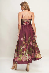 SECRET GARDEN ROMANCE BURGUNDY MAXI DRESS