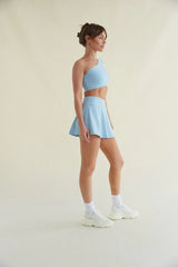 Mia Smoothing One Shoulder Crop Top in Blue