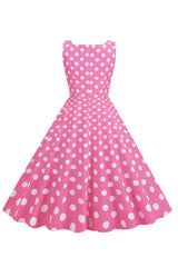 Polka Dots Barbie Pink Sleeveless 1950s Dress