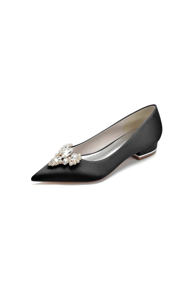 Pretty Pointed Toe Rhinestone Kitten Heels