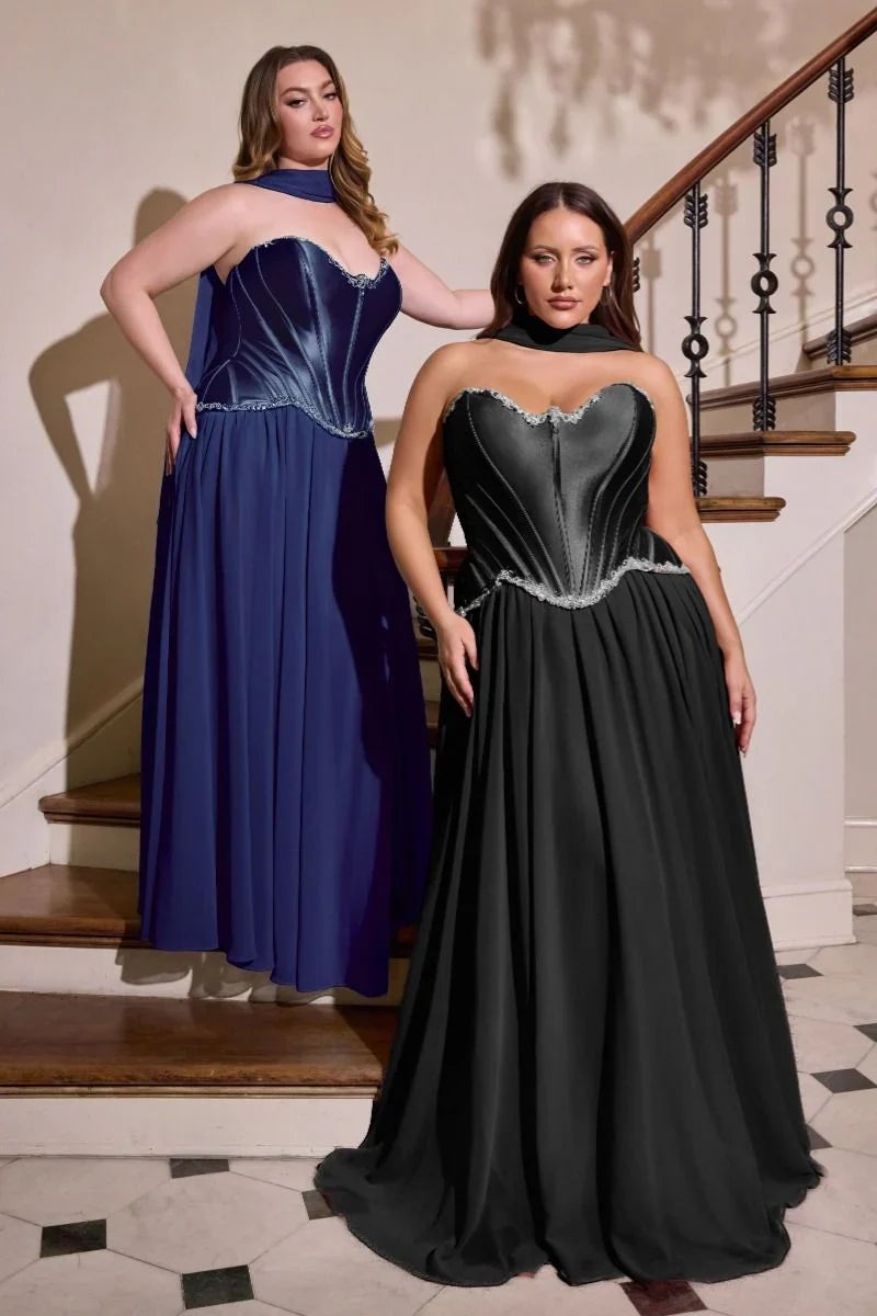Georgina Corset Ball Gown With Scarf