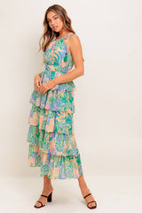 TARA LEAF PRINT MIDI DRESS