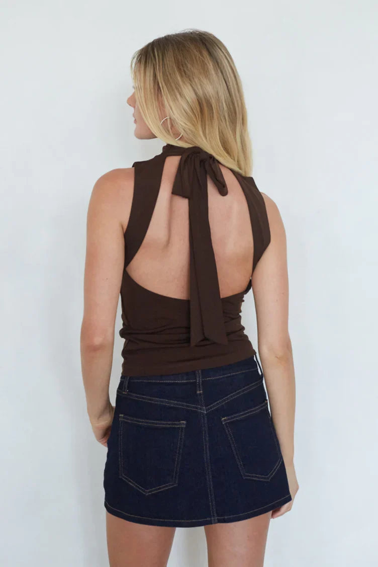 Lorde High Neck Tie Back Top