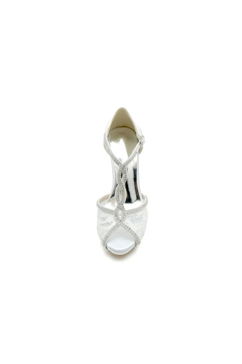 Cocktail Peep Toe High Heel Shoes Rhinestone