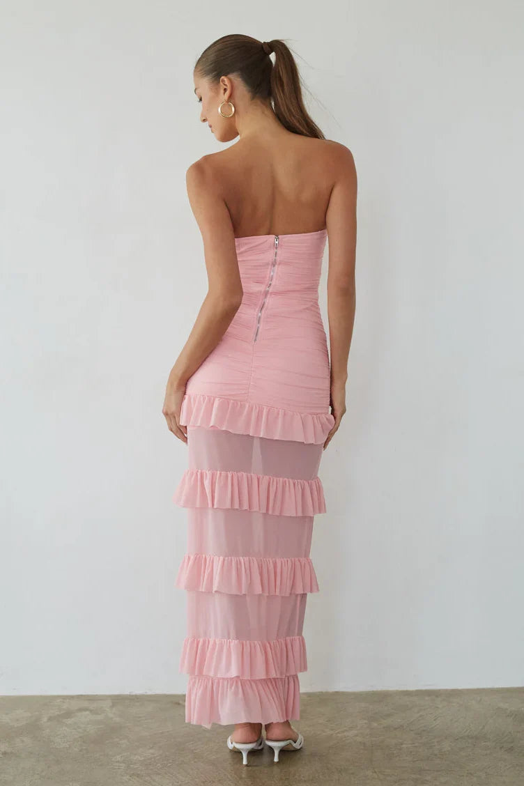 Joss Mesh Ruffle Maxi Dress