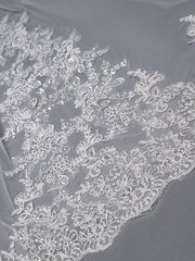 Ivory Lace Cathedral Veil with Blusher Long Wedding Veil