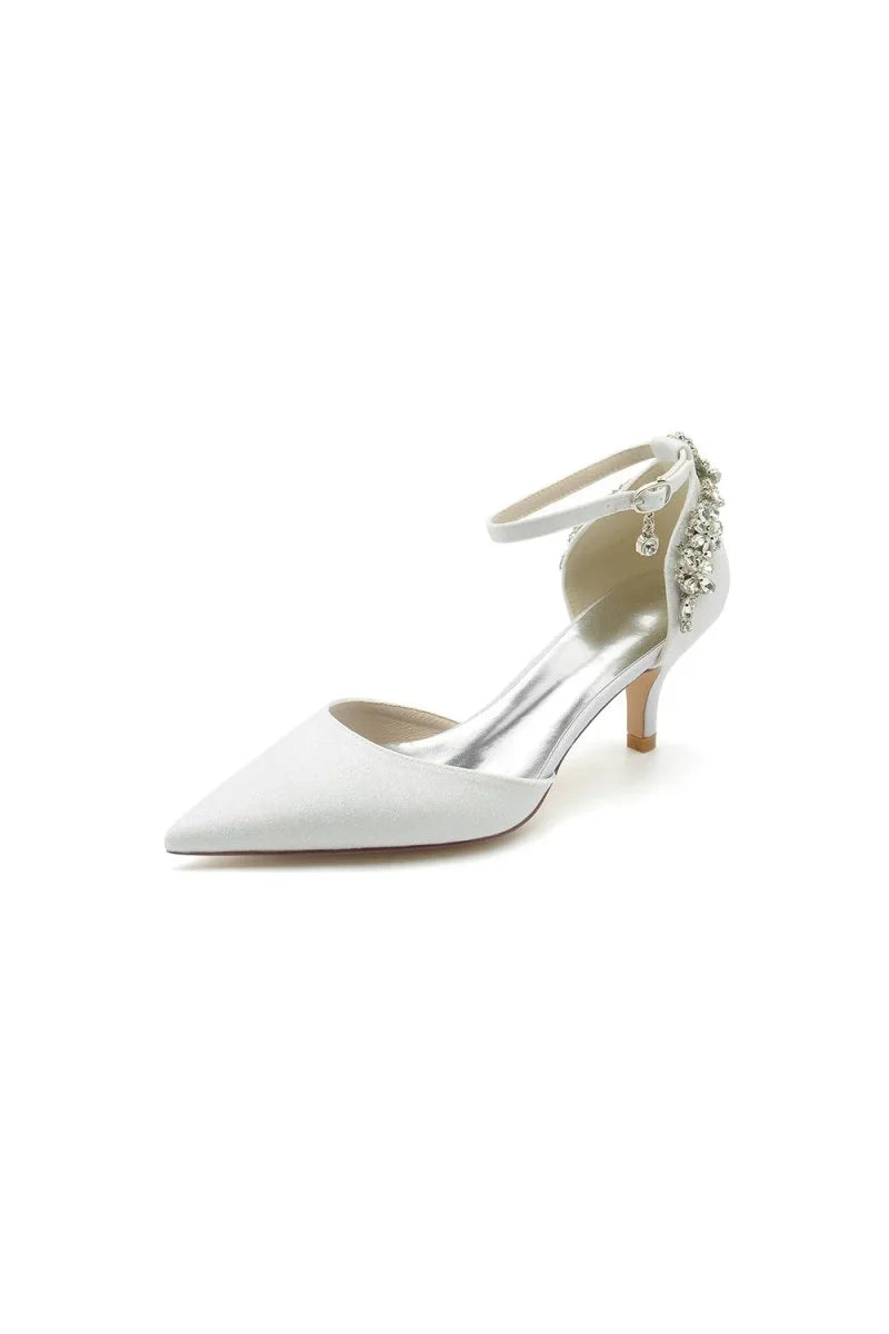 Ankle Strap Wedding Shoes with Rhinestone