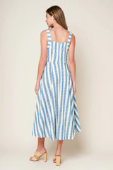 RIVERSIDE PARK BLUE STRIPE MIDI DRESS