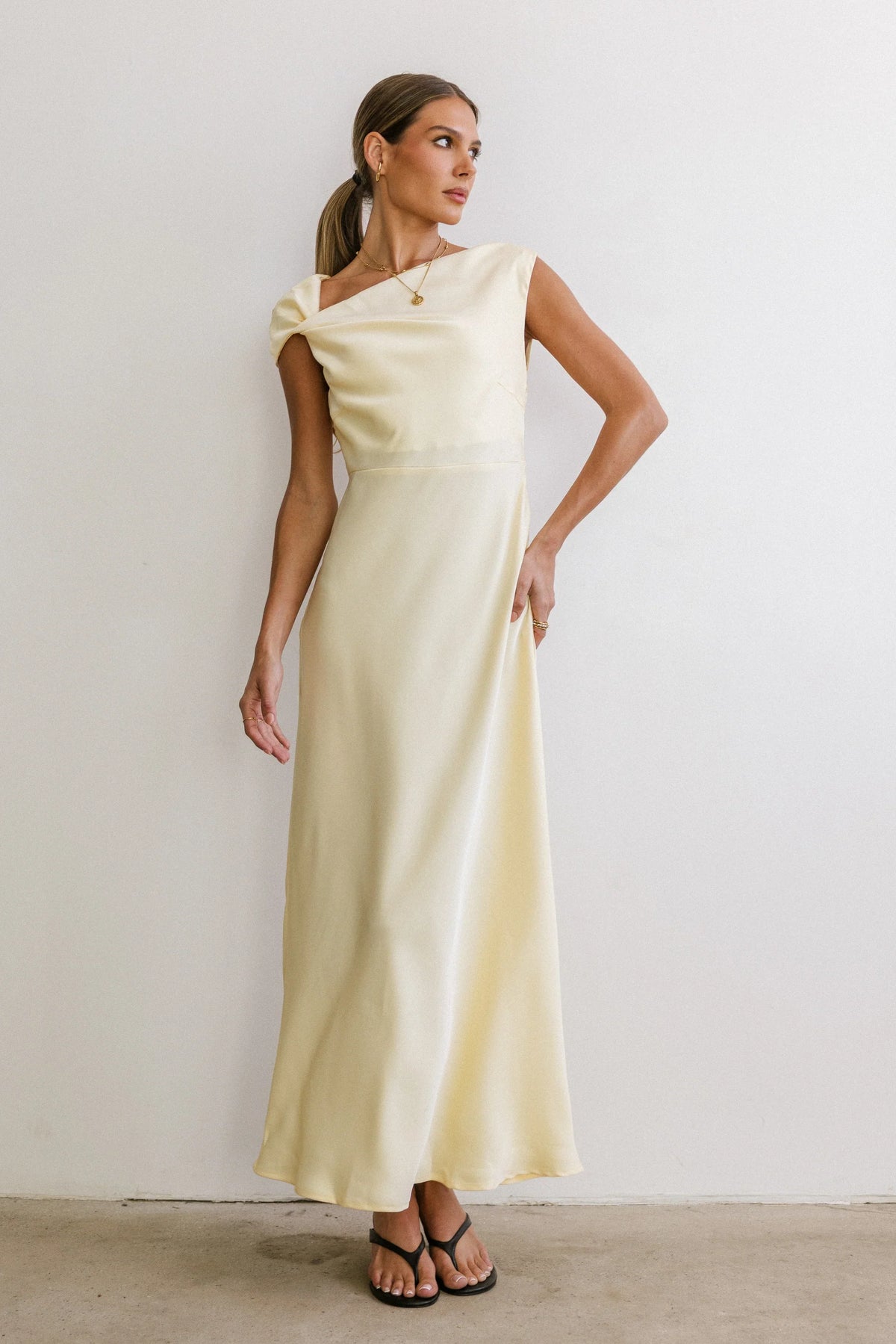Rodney Asymmetrical Maxi Dress in Yellow