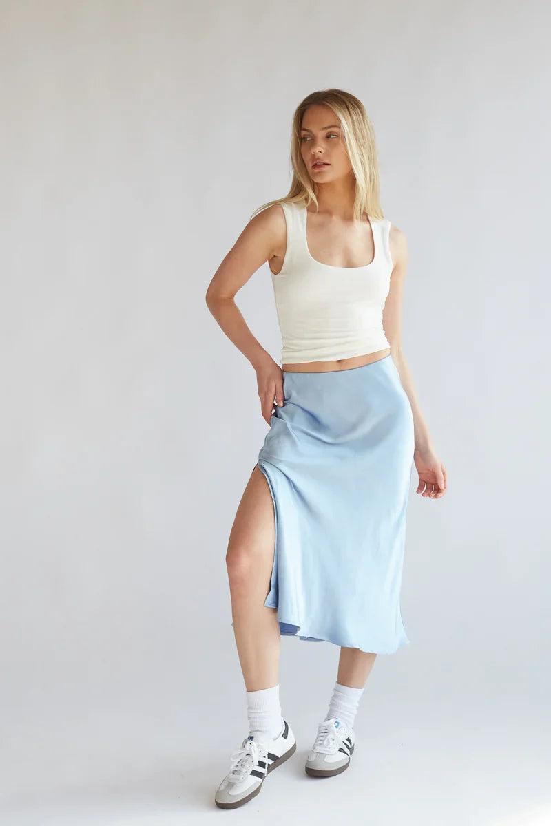 Eliza Satin Midi Skirt