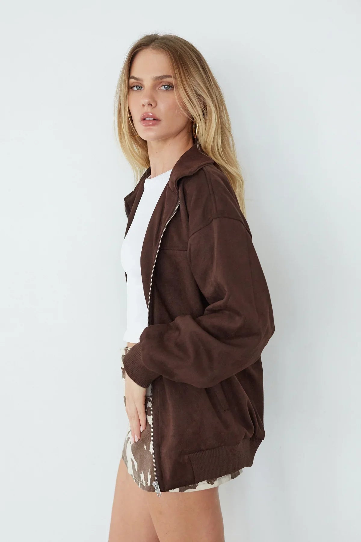 Cassie Suede Bomber Jacket