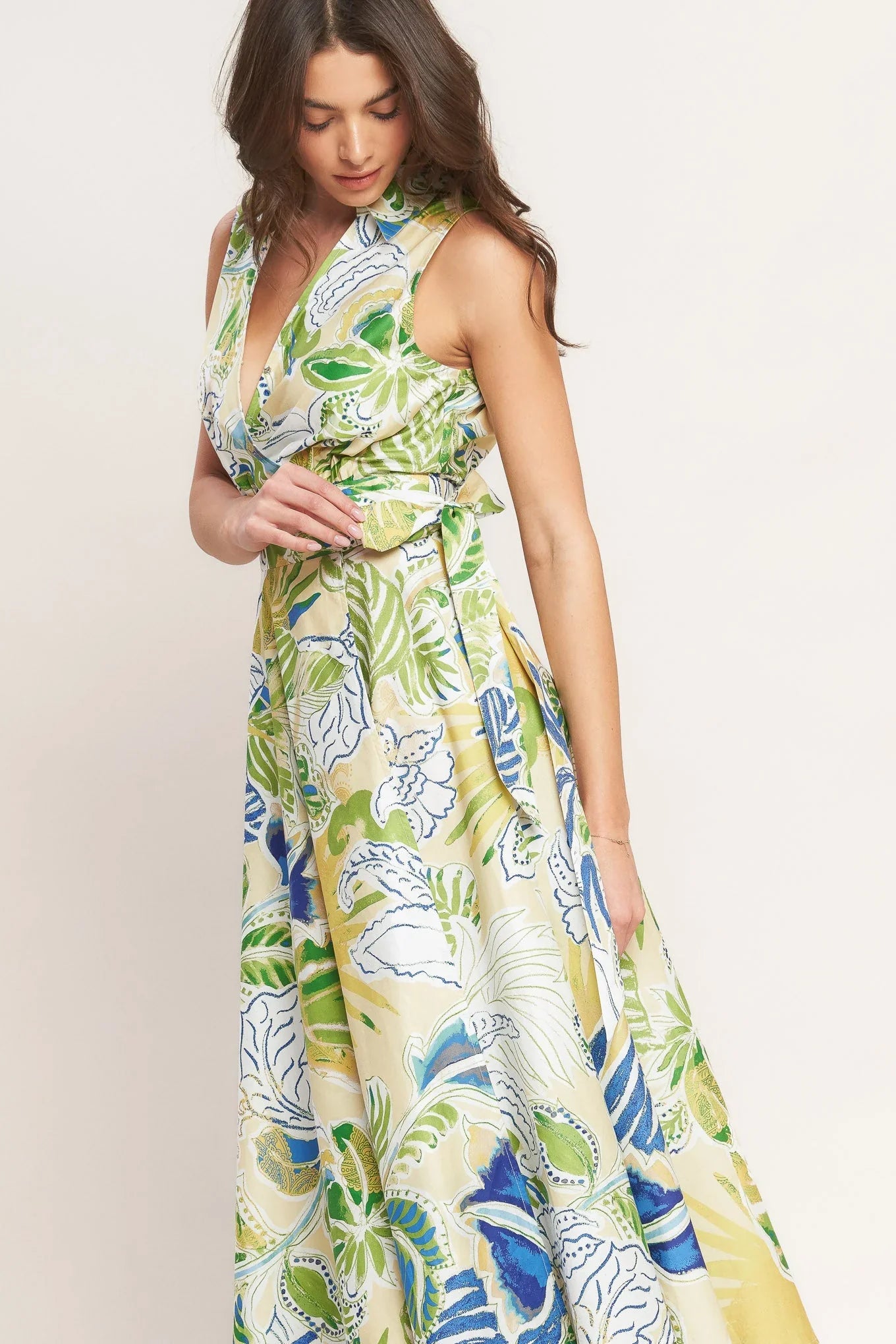 LAGOON FLOW MIDI WRAP DRESS