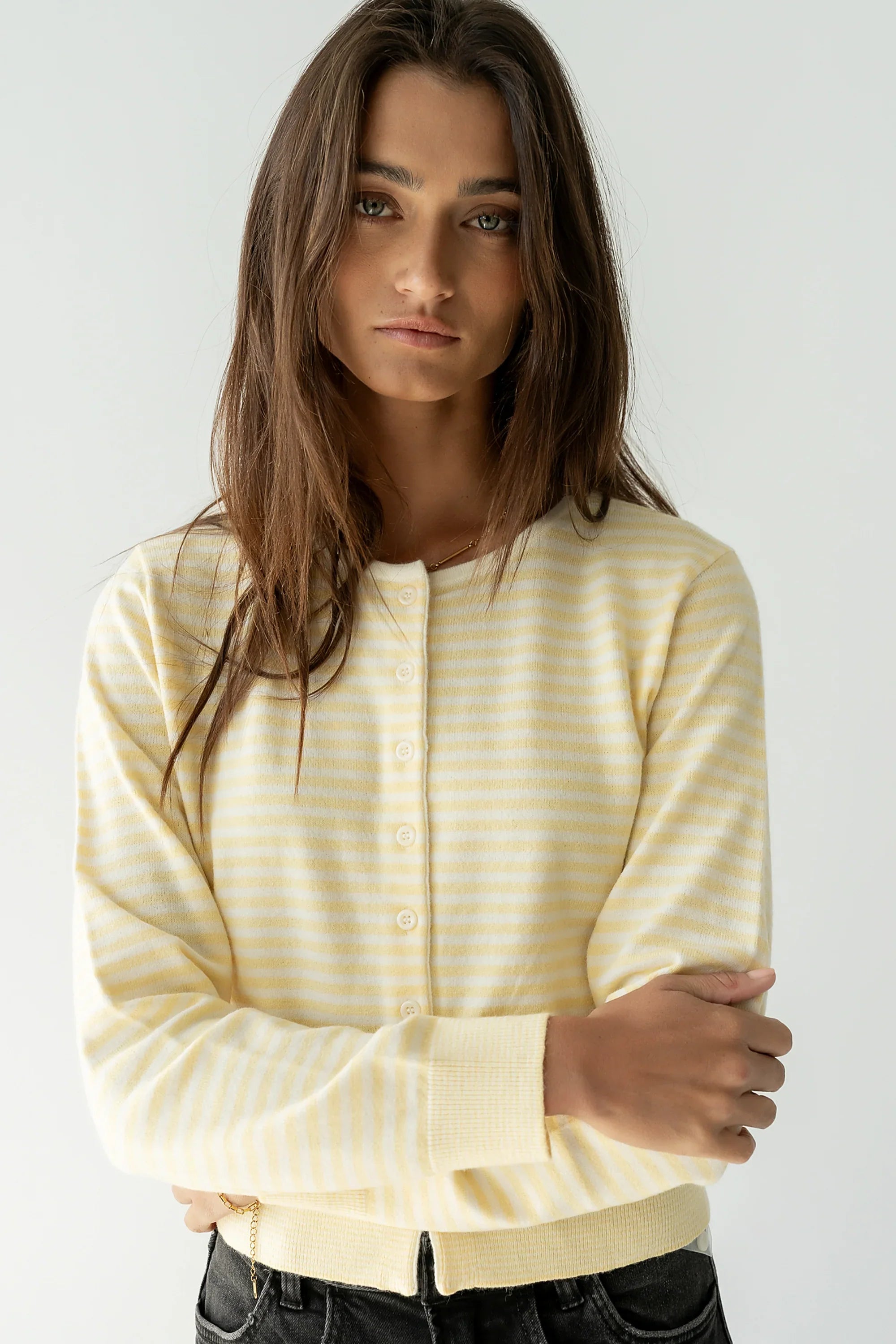 Edesse Striped Cardigan in Yellow