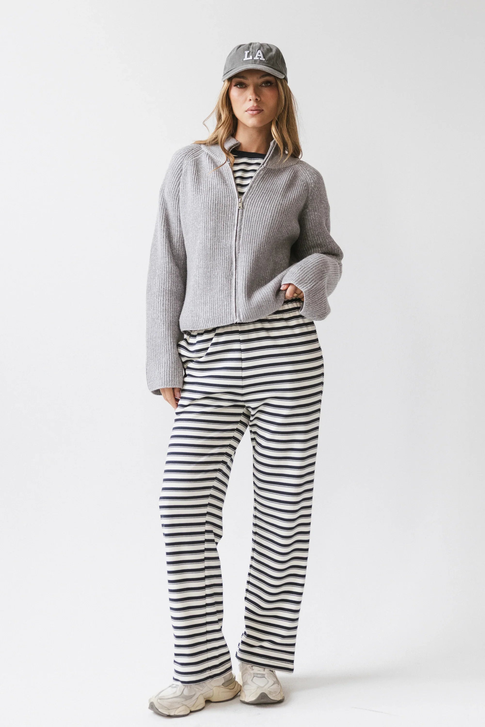 Abbie Ribbed Jacket in Grey