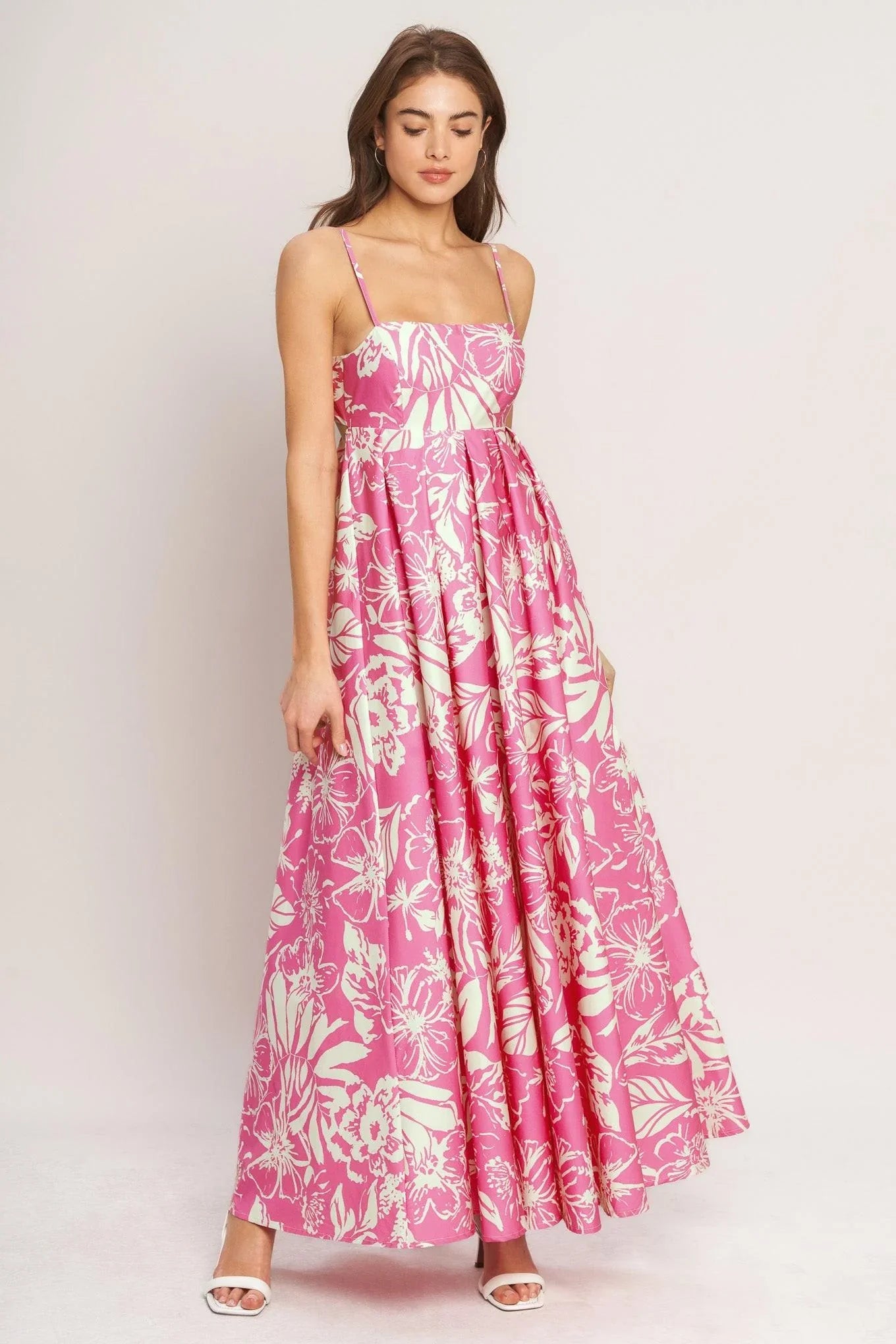 SUMMER HEAT FLORAL PINK MAXI DRESS