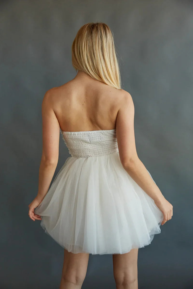 Grace Floral Applique Tulle Babydoll Mini Dress