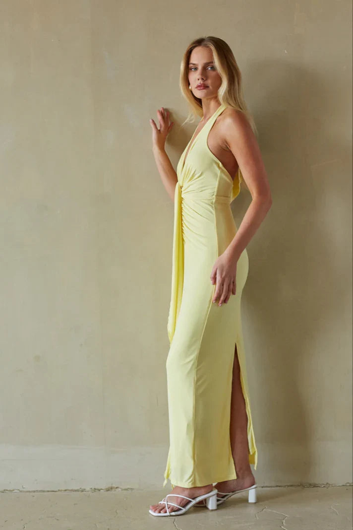 Cecelia Halter Draped Maxi Dress