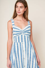 RIVERSIDE PARK BLUE STRIPE MIDI DRESS