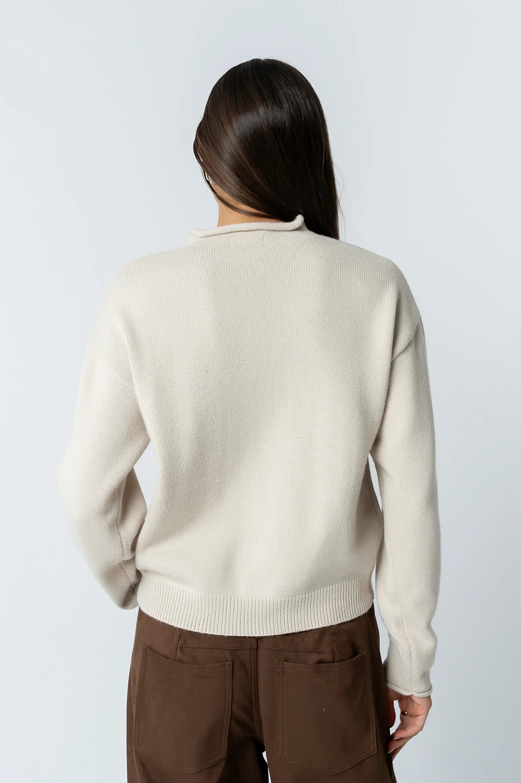 Meli Button Front Knit Sweater in Natural