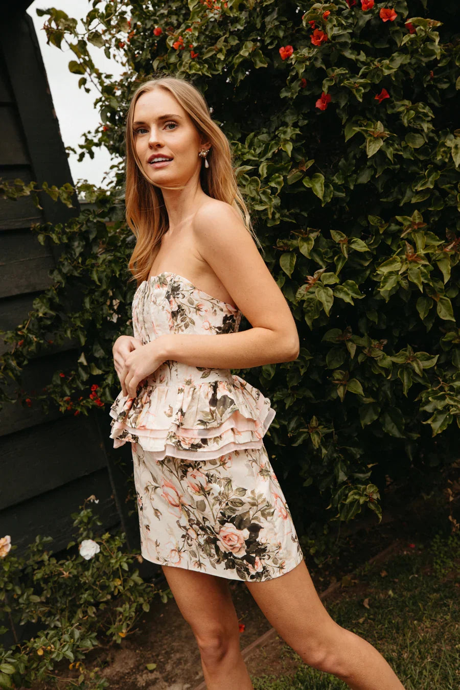 Cayla Floral Corset Peplum Mini Dress