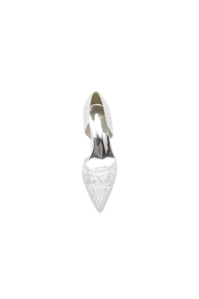 Pointed Toe Beaded Lace Wedding Stiletto Heels