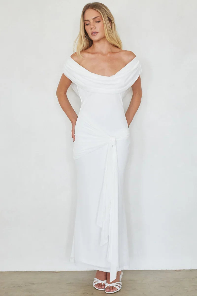Dorit Mesh Tie Waist Maxi Dress