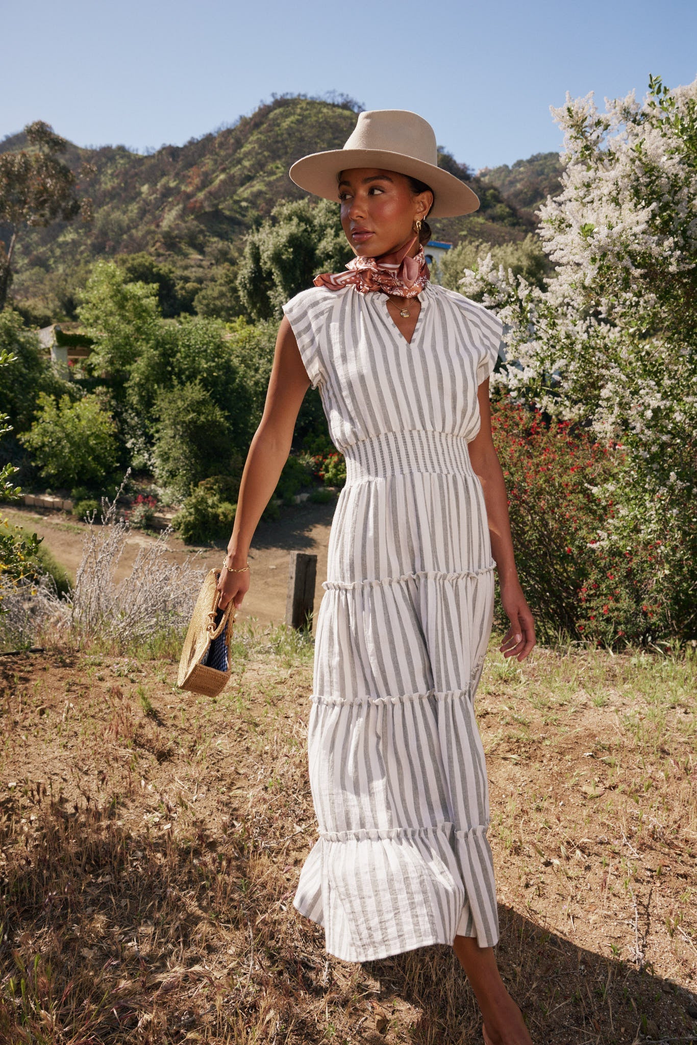 Claire Striped Maxi Dress in Indigo