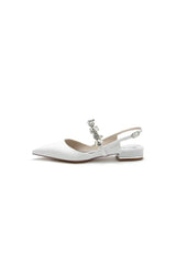 Crystal Strap Pointed Toe Low Heels
