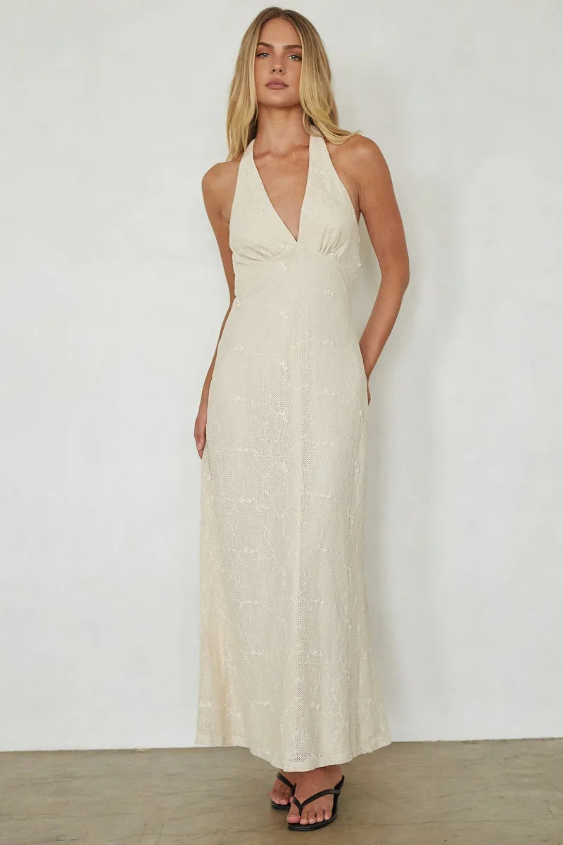 Savvy Halter Knit Maxi Dress