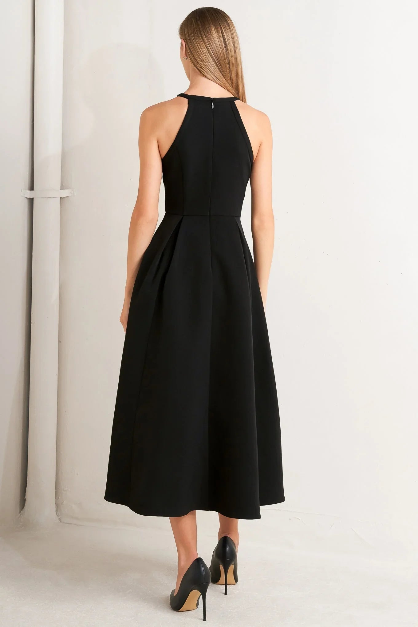GALAXY CHARM BLACK MIDI DRESS