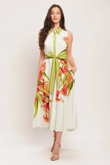 SPRING HEIRLOOM FLORAL PRINT MIDI DRESS