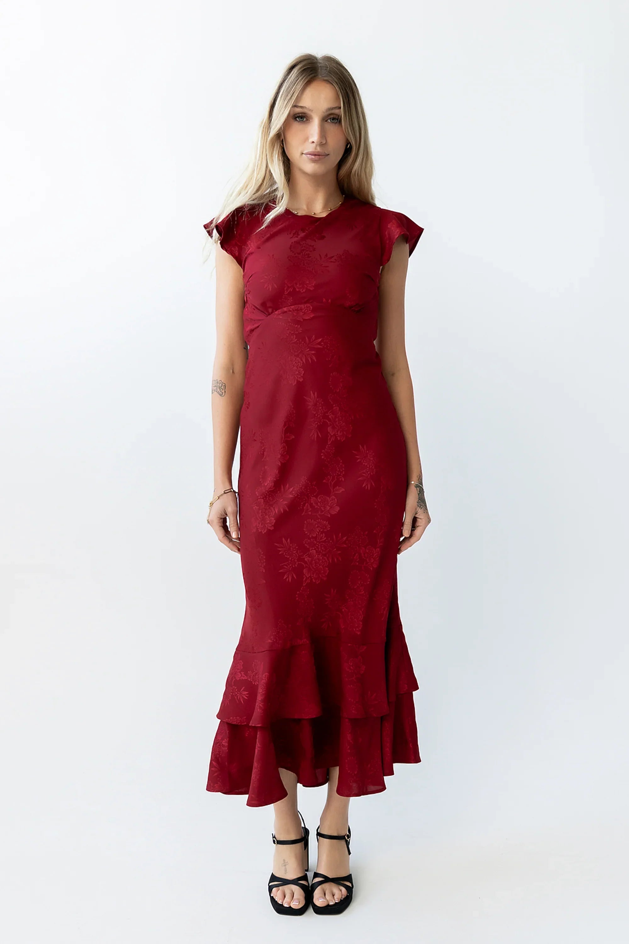 Mateo Floral Maxi Dress in Red